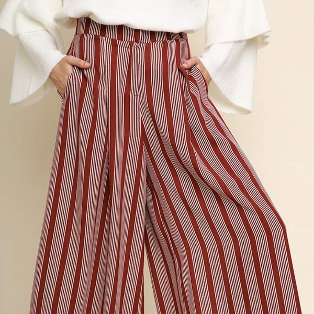 NWT Umgee Striped High Waist Wide Leg Pant